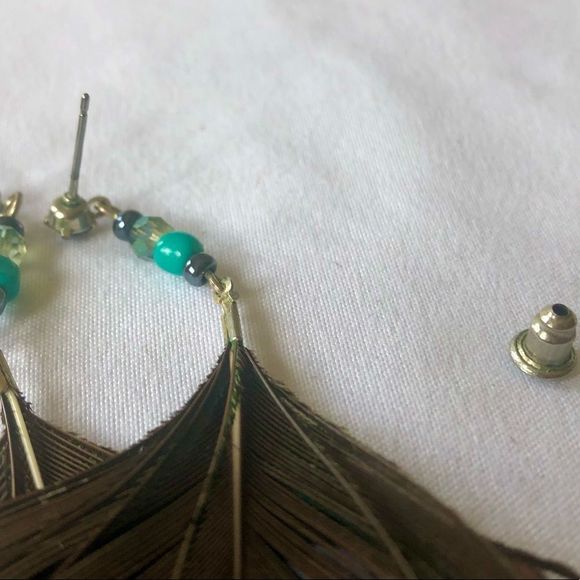 3 pair pierced earrings, evil eye, feather, crystal - Picture 6 of 9
